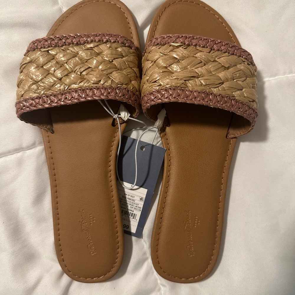 Universal Thread Woven Slide Sandals in Brown and Tan